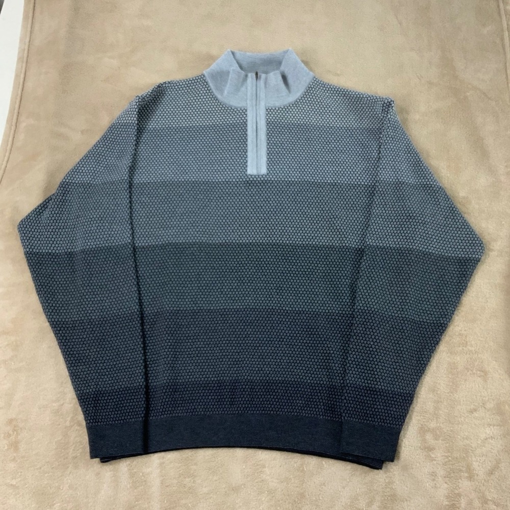 Vintage St. Croix Collections Wool Half Zip Sweater Men XL Gray Wool USA‎ EUC